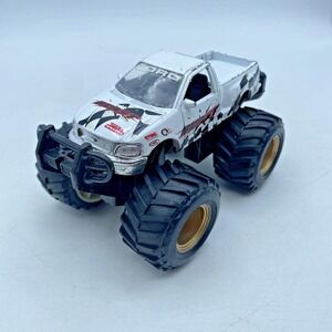 Vtg 1998 Maisto White Ford Checkered Blast Radical Roller Monster Truck F-Series